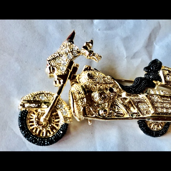 Swarovski Crystal Motorcycle Pin - Picture 4 of 13
